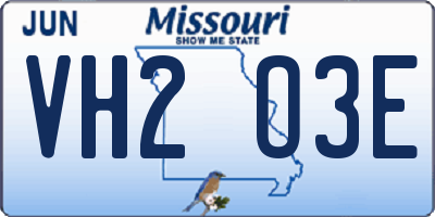 MO license plate VH2O3E