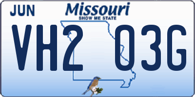 MO license plate VH2O3G