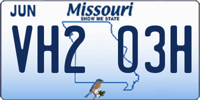 MO license plate VH2O3H