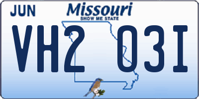 MO license plate VH2O3I