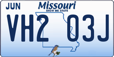 MO license plate VH2O3J