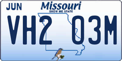 MO license plate VH2O3M
