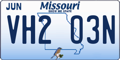 MO license plate VH2O3N