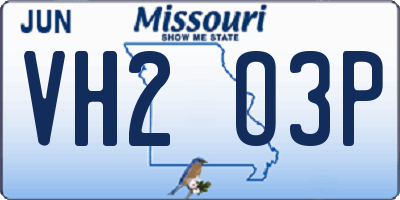 MO license plate VH2O3P