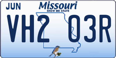 MO license plate VH2O3R