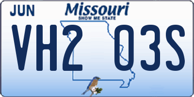 MO license plate VH2O3S