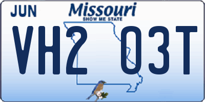 MO license plate VH2O3T