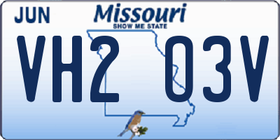 MO license plate VH2O3V