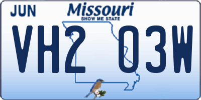 MO license plate VH2O3W