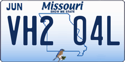 MO license plate VH2O4L