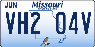 MO license plate VH2O4V