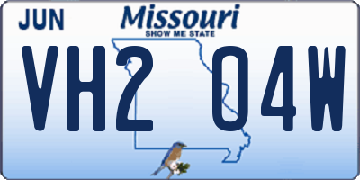 MO license plate VH2O4W