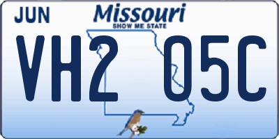 MO license plate VH2O5C