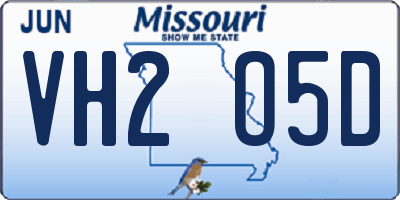 MO license plate VH2O5D