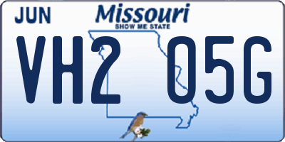 MO license plate VH2O5G