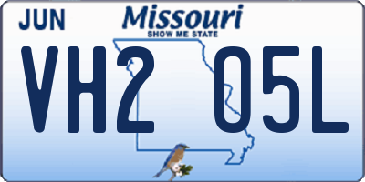MO license plate VH2O5L