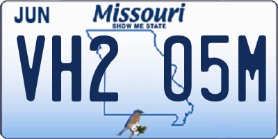 MO license plate VH2O5M