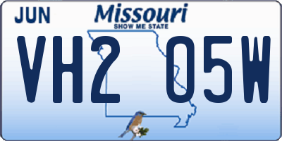 MO license plate VH2O5W