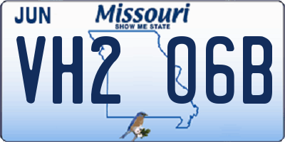MO license plate VH2O6B