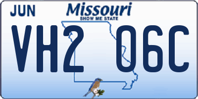 MO license plate VH2O6C