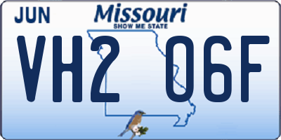 MO license plate VH2O6F