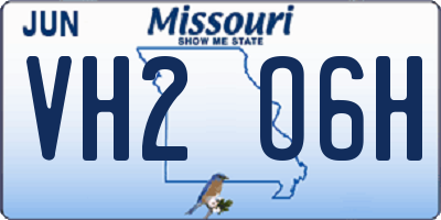 MO license plate VH2O6H