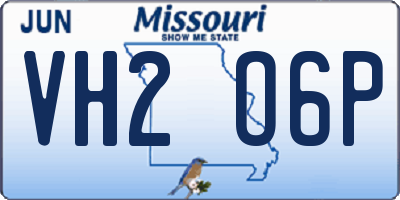 MO license plate VH2O6P