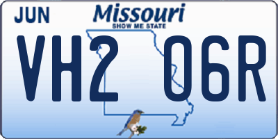 MO license plate VH2O6R