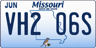 MO license plate VH2O6S