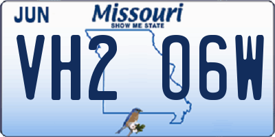 MO license plate VH2O6W