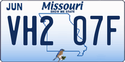 MO license plate VH2O7F