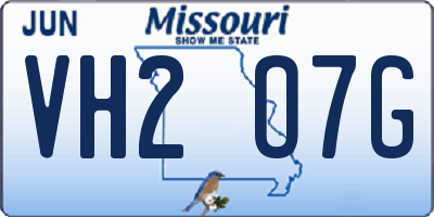 MO license plate VH2O7G