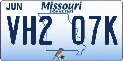 MO license plate VH2O7K