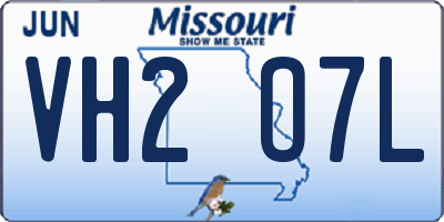 MO license plate VH2O7L