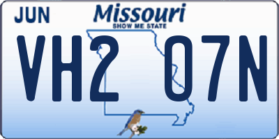 MO license plate VH2O7N