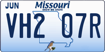 MO license plate VH2O7R