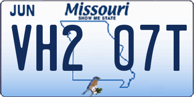 MO license plate VH2O7T