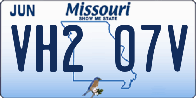 MO license plate VH2O7V