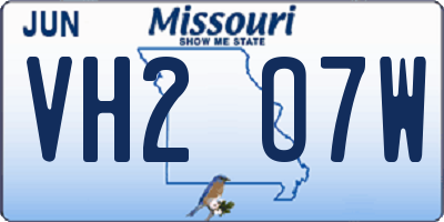 MO license plate VH2O7W