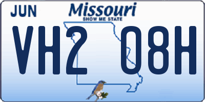 MO license plate VH2O8H