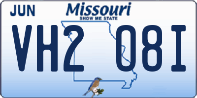 MO license plate VH2O8I