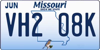 MO license plate VH2O8K
