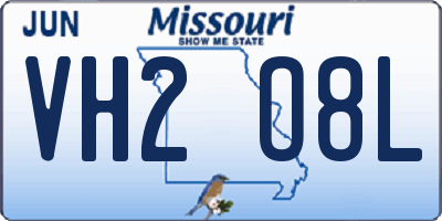 MO license plate VH2O8L