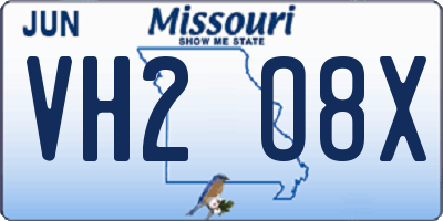 MO license plate VH2O8X