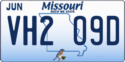 MO license plate VH2O9D