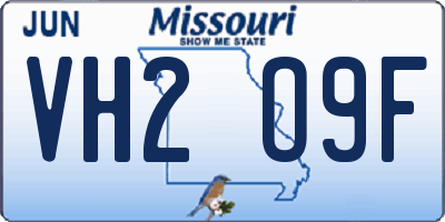 MO license plate VH2O9F
