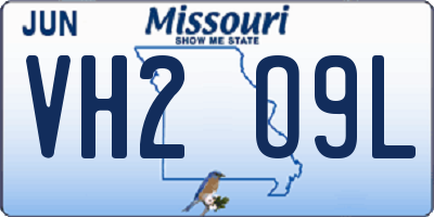 MO license plate VH2O9L