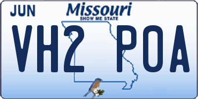 MO license plate VH2P0A