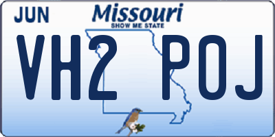 MO license plate VH2P0J