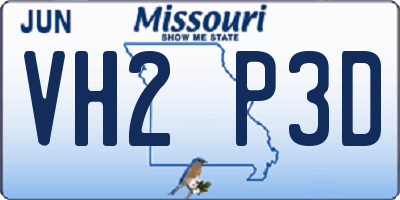 MO license plate VH2P3D
